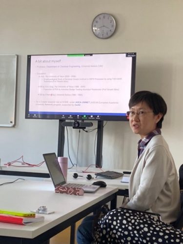 Prof. Ir. Dr. Adeline Chua delivering a talk about her research projects during her visit 